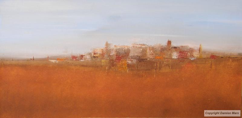 Abstract landscape,, 50x100 cm,oil,ocher,2012.Marx painting