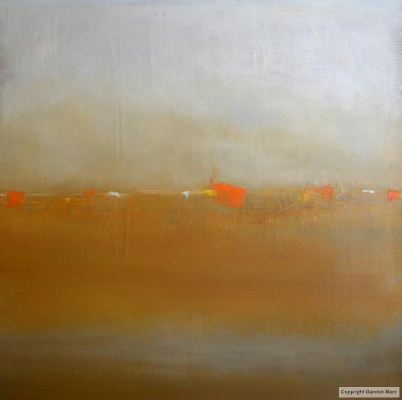 Abstract landscape,, 80x80 cm,oil,ocher,2012.Marx painting