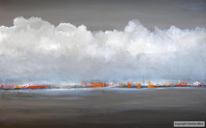 Abstract sky landscape,, 72*116 cm,acrylic,grey,2012.Marx painting