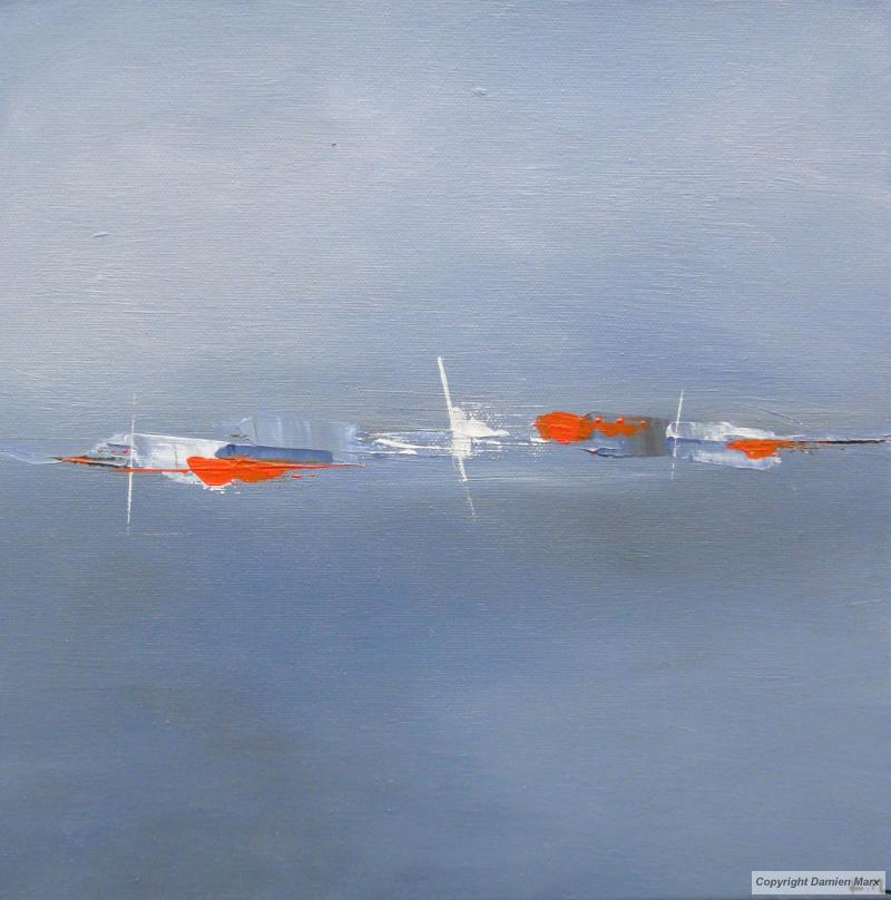 Tableau peinture contemporaine,Abstraction bleue 2,lueur, profondeur, équilibre,acrylique,bleu