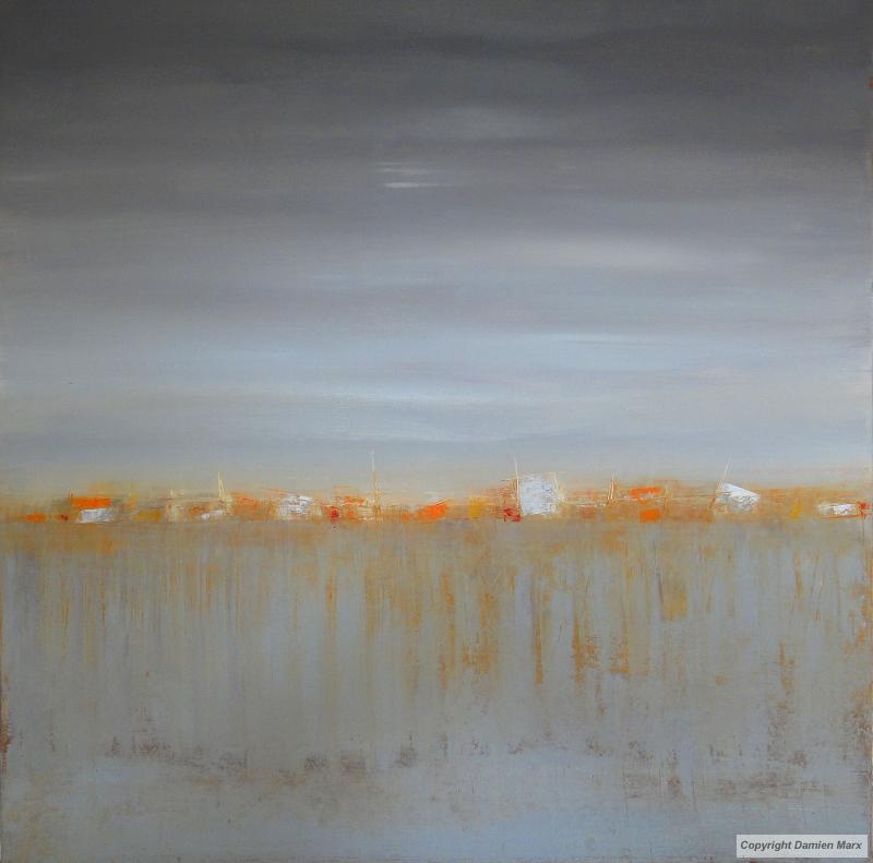 Tableau peinture contemporaine,Paysage abstrait,,huile,bleu