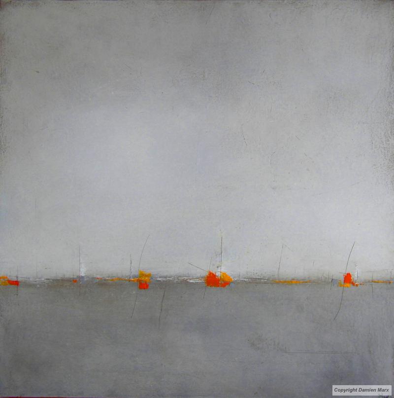 Tableau peinture contemporaine,Paysage abstrait,,huile,gris