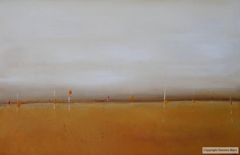 Tableau peinture contemporaine,Paysage abstrait,,huile,ocre