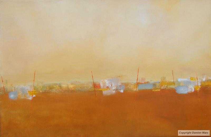 Tableau peinture contemporaine,Paysage abstrait,,huile,ocre
