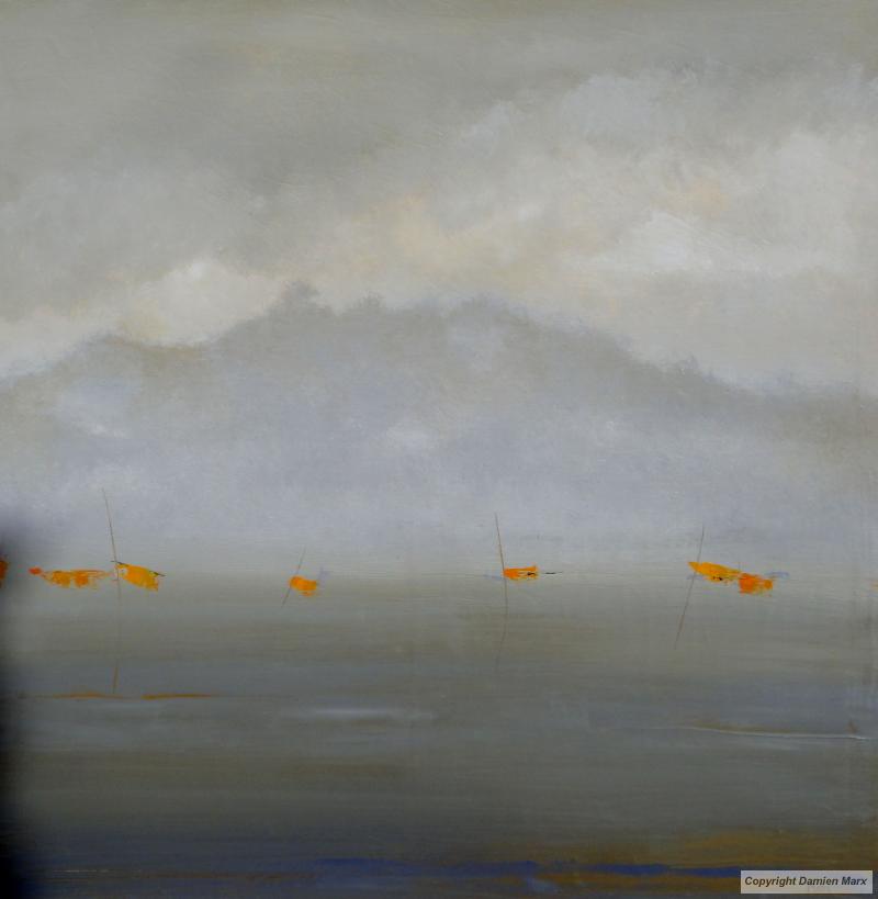 Tableau peinture contemporaine,Paysage abstrait,,huile,gris