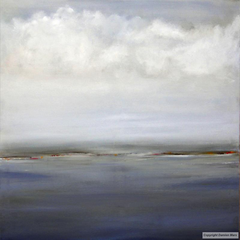 Tableau peinture contemporaine,Paysage abstrait,,huile,bleu