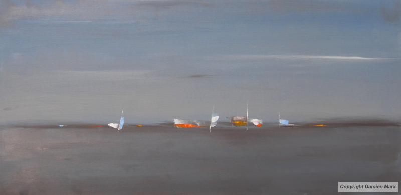 Tableau peinture contemporaine,Paysage abstrait,,huile,bleu