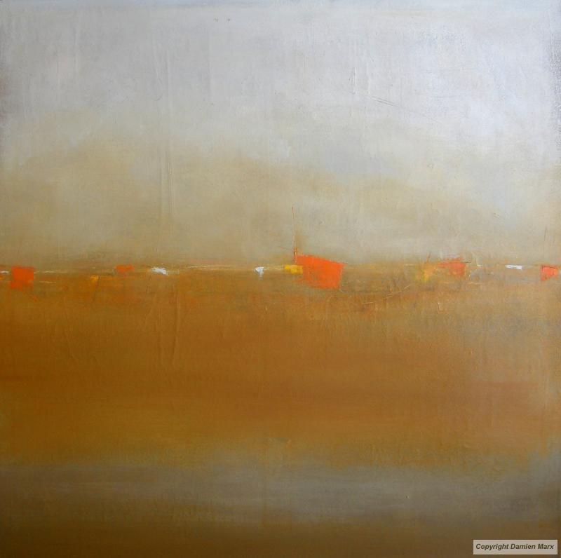 Tableau peinture contemporaine,Paysage abstrait,,huile,ocre