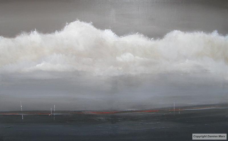 Tableau peinture contemporaine,Paysage marin,,acrylique,gris