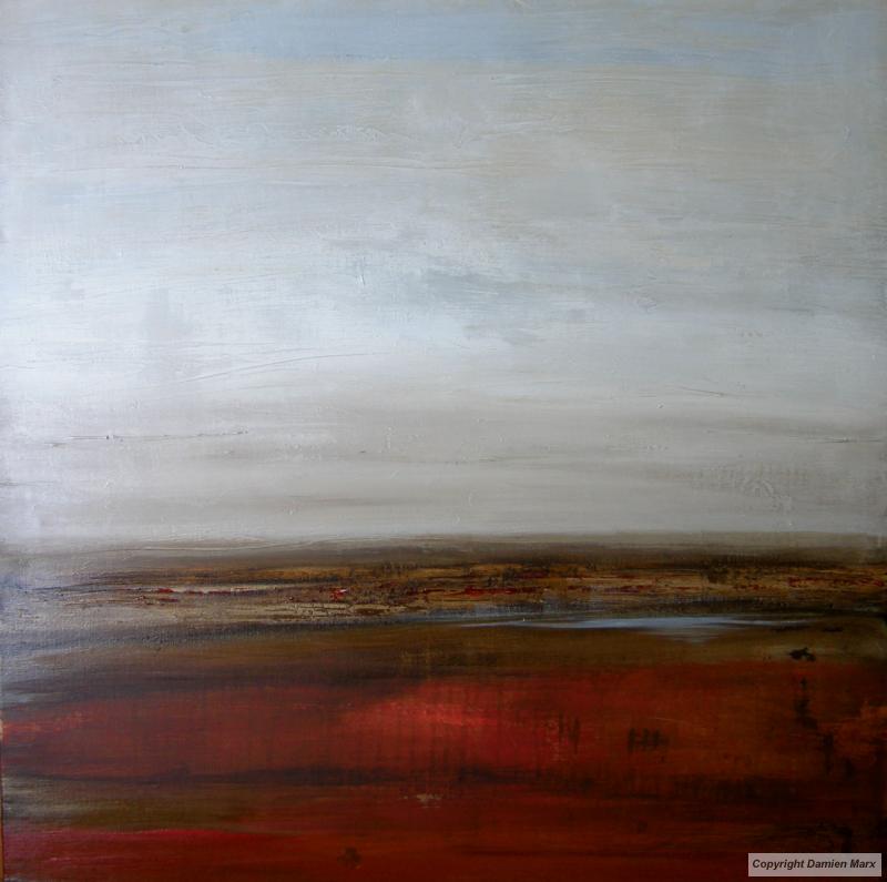 Tableau peinture contemporaine,Paysage abstrait rouge,,acrylique,rouge