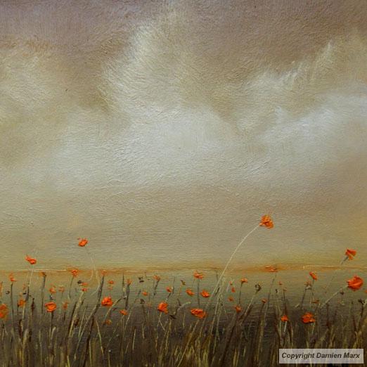 Tableau peinture contemporaine,Paysage abstrait floral,,huile,ocre