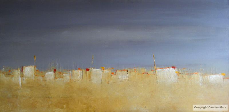 Tableau peinture contemporaine,Paysage abstrait,,huile,jaune