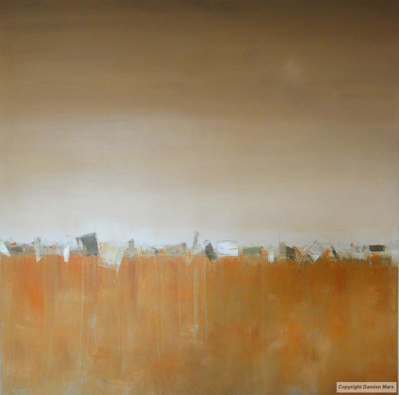 Tableau peinture contemporaine,Paysage abstrait,,huile,ocre