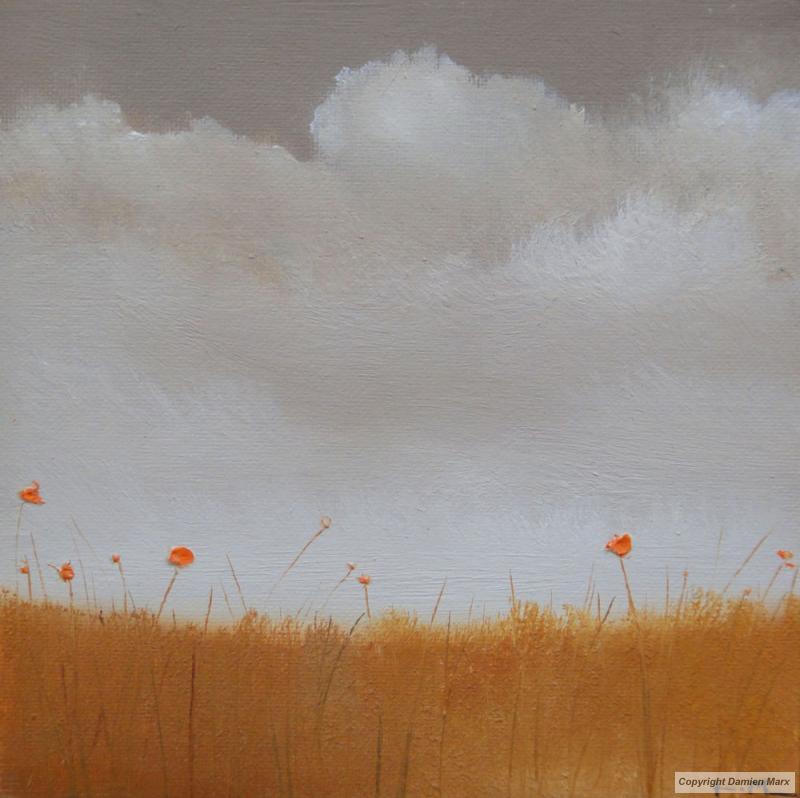 Tableau peinture contemporaine,tableau contemporain fleur 2,,huile,orange