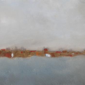 Tableau peinture contemporaine,Paysage abstrait urbain,,huile,bleu