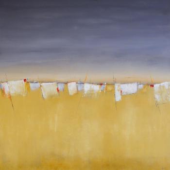 Tableau peinture contemporaine,Paysage abstrait,,huile,jaune