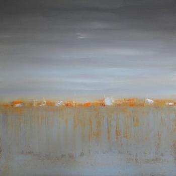Tableau peinture contemporaine,Paysage abstrait,,huile,bleu
