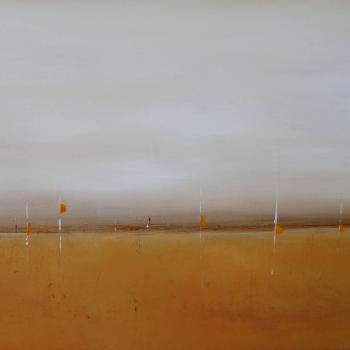 Tableau peinture contemporaine,Paysage abstrait,,huile,ocre