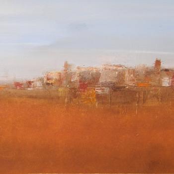 Tableau peinture contemporaine,Paysage abstrait,,huile,ocre