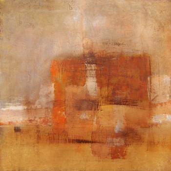 Tableau peinture contemporaine,Abstraction,orange, carré, matière,acrylique,ocre