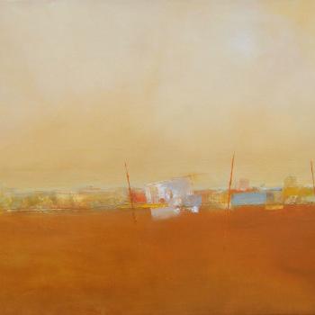 Tableau peinture contemporaine,Paysage abstrait,,huile,ocre