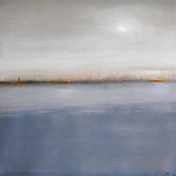 Tableau peinture contemporaine,Paysage marin abstrait,paysage marin, lumière, rêve,huile,bleu