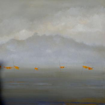 Tableau peinture contemporaine,Paysage abstrait,,huile,gris