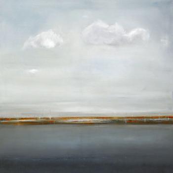Tableau peinture contemporaine,Paysage abstrait,espace, fantastique, immensité, marine,huile,bleu