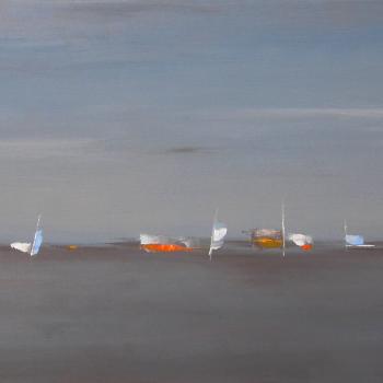 Tableau peinture contemporaine,Paysage abstrait,,huile,bleu