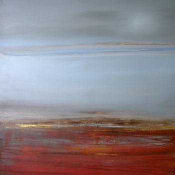 Tableau peinture contemporaine,Paysage abstrait,,acrylique,rouge