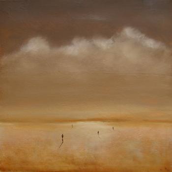 Tableau peinture contemporaine,Paysage abstrait,,huile,ocre