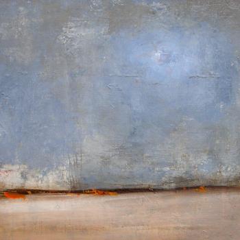Tableau peinture contemporaine,Paysage abstrait,orange, lumière,acrylique,bleu