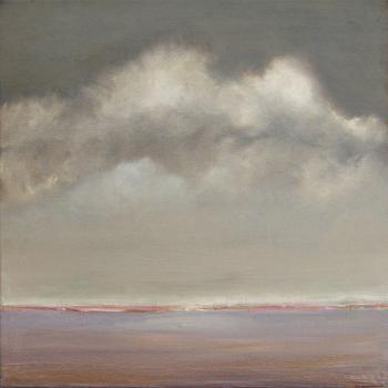 Tableau peinture contemporaine,Paysage abstrait,ciel, rose, douceur, quiétude,huile,gris