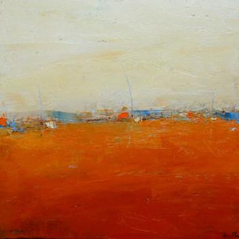 Tableau peinture contemporaine,Paysage abstrait,,huile,rouge