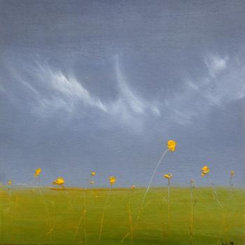 Tableau peinture contemporaine,Paysage abstrait floral,,huile,vert