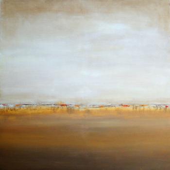 Tableau peinture contemporaine,Paysage abstrait,,huile,ocre