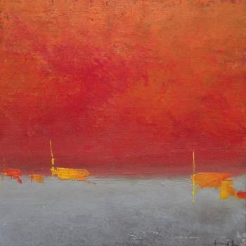 Tableau peinture contemporaine,tableau abstrait  4,,huile,rouge