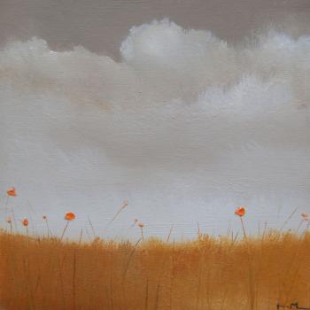 Tableau peinture contemporaine,tableau contemporain fleur 2,,huile,orange