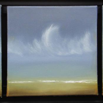 Tableau peinture contemporaine,Triptyque marin,tryptique, marine, ciel,huile,bleu